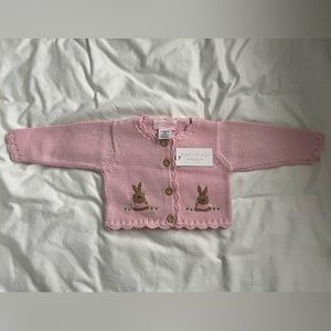 Nantucket Baby pink bunny sweater. size 3-6 months. NWT